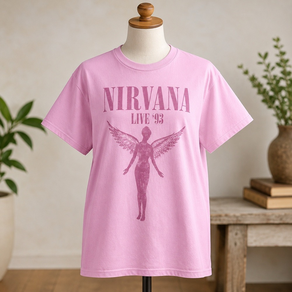 Nirvana Graphic T-Shirt Mens 3X Pink Live 93 In Utero Angel Short Sleeve Tee
